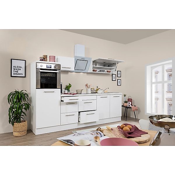Respekta Premium Küchenzeile 270 cm Hochbau Weiß Hochglanz günstig online kaufen