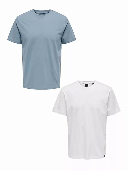 ONLY & SONS T-Shirt T-Shirt 2er-Set Rundhals Kurzarm (1-tlg) 7642 in Weiß-H günstig online kaufen