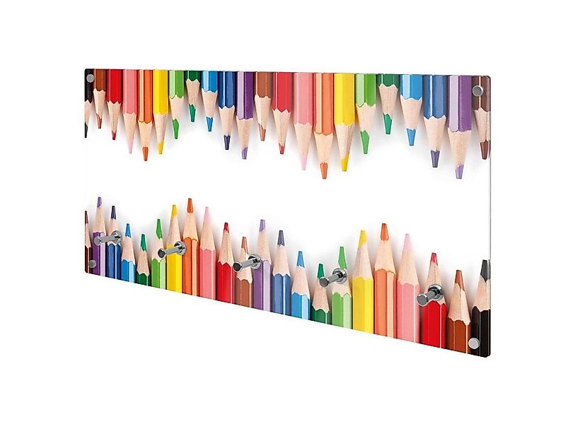 banjado Garderobenleiste Glas Buntstifte (Wandgarderobe, mit verchromten Ha günstig online kaufen