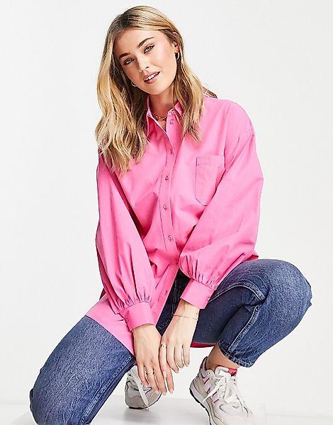 Miss Selfridge – Oversize-Hemd aus Popeline in Rosa günstig online kaufen