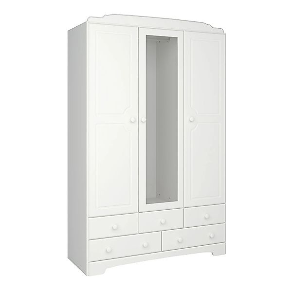 ebuy24 Kleiderschrank Nilon Kleiderschrank 3 Türen 5 Schubladen weiß. günstig online kaufen