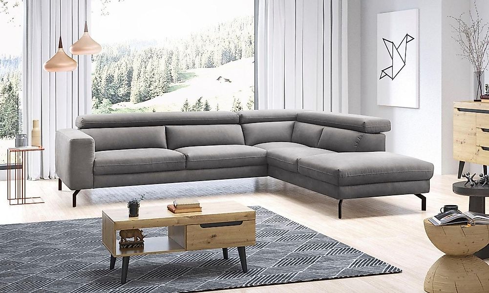 Places of Style Ecksofa »Olanta, L-Form«, mit verstellbaren Kopfstützen günstig online kaufen