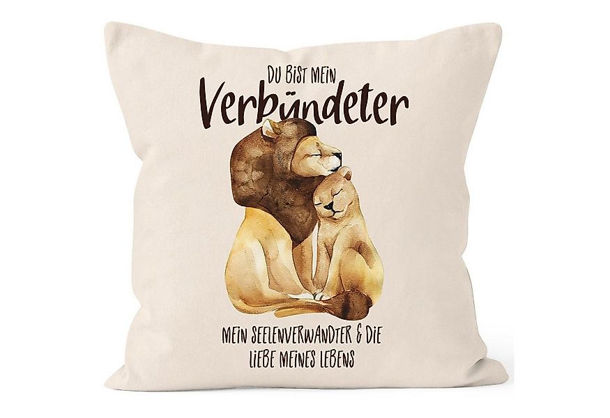MoonWorks Dekokissen Kissen-Bezug Du bist mein Verbündeter Löwe Löwen Pärch günstig online kaufen