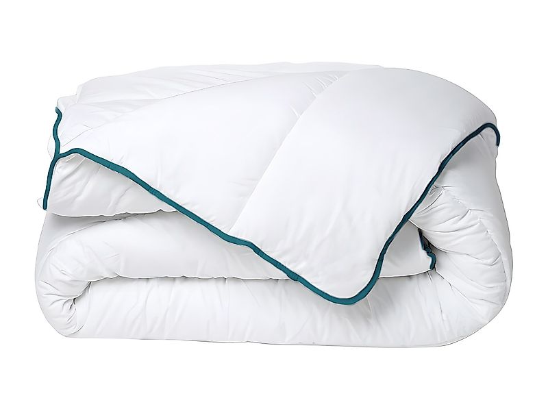 Bettdecke recycelt - 140 x 200 cm - 350gr/ m² - Microfaser - Weiß & Blau - günstig online kaufen