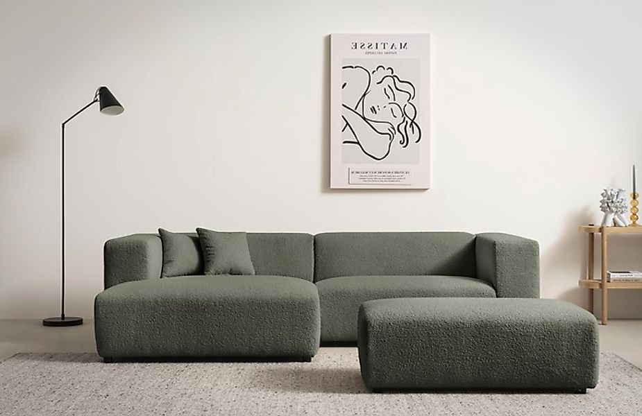 andas Polsterecke »BAKELS, Ecksofa-Set mit Hocker, L-Form mit Schlaffunktio günstig online kaufen
