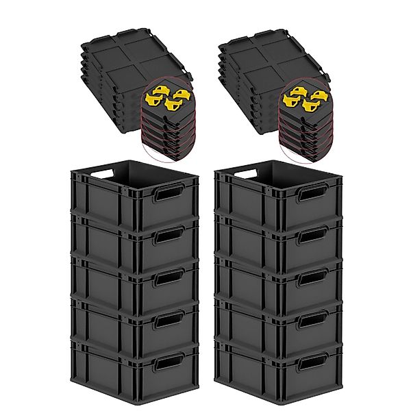 PROREGAL SuperSparSet 10x Eurobox Nextgen Grip Mit Scharnierdeckel Und Gelb günstig online kaufen