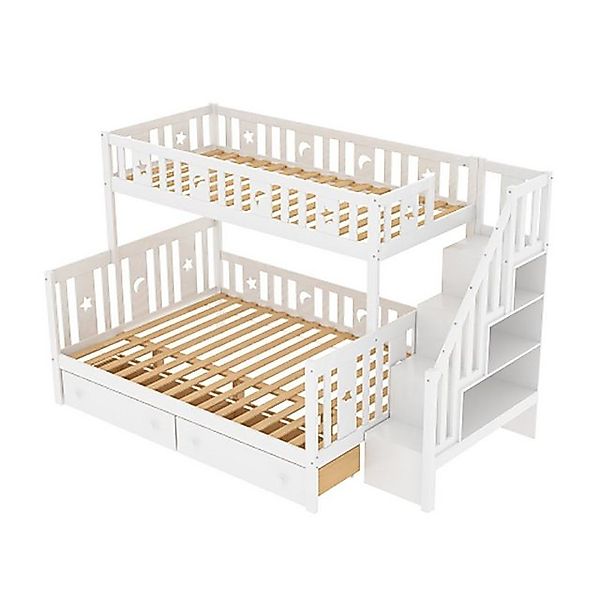 Sweiko Etagenbett, Kinderbett mit 2 Schubladen und Treppe, 90*200cm & 140*2 günstig online kaufen