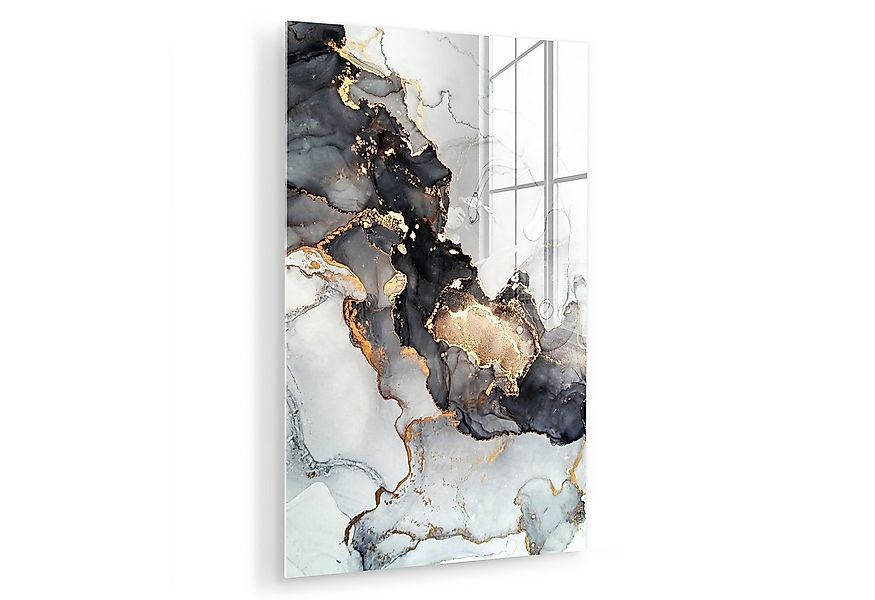 MuchoWow Acrylglasbild Marmor - Schwarz - Weiß - Gold - Luxus - Abstrakt, I günstig online kaufen