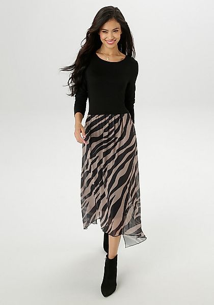 Aniston SELECTED Jerseykleid im Materialmix mit trendigen Animalprint günstig online kaufen