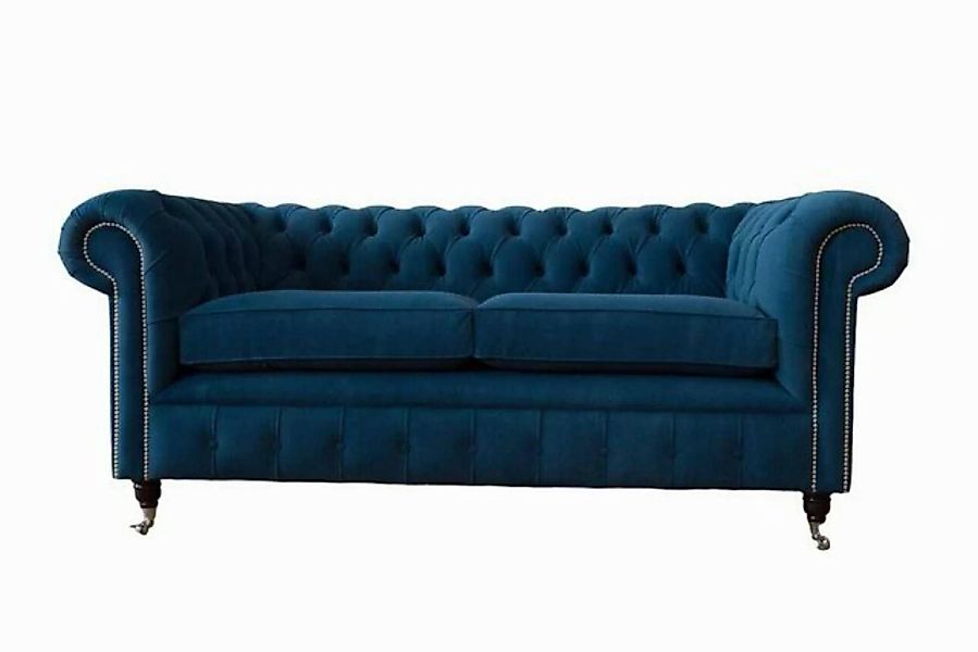 JVmoebel Chesterfield-Sofa HANDGEFERTIGTES 3-SITZER-SOFA AUS WEICHEM MARINE günstig online kaufen