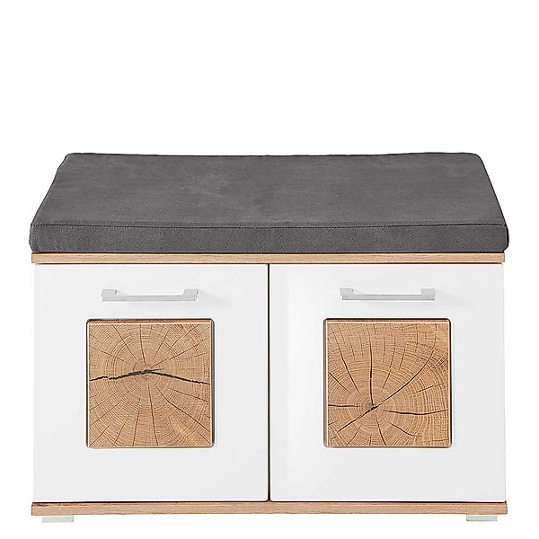 Schuhbank Garderobe modern in Wildeichefarben Weiß günstig online kaufen