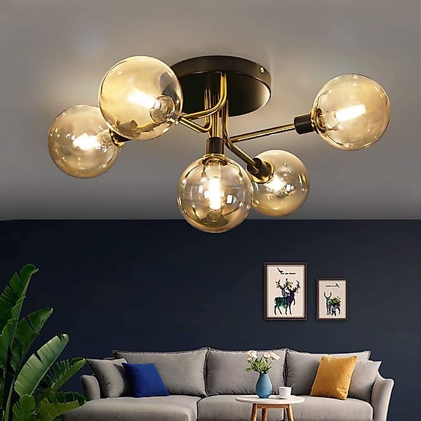 ZMH Deckenleuchte Glas Kugel deckenlampe Wohnzimmerlampe, günstig online kaufen