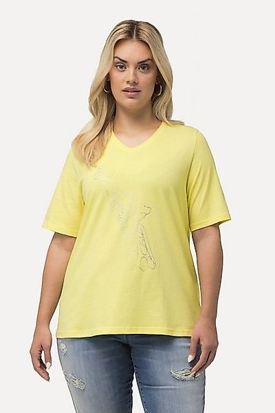 Ulla Popken T-Shirt T-Shirt Metallic-Tier Classic V-Ausschnitt Halbarm günstig online kaufen