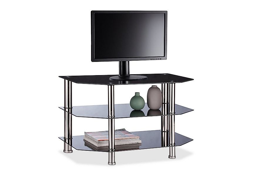 relaxdays TV-Regal Fernsehtisch Schwarzglas günstig online kaufen