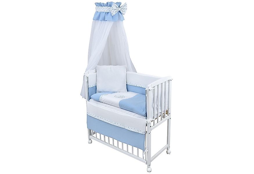 Baby-Delux Beistellbett Babybett Musselin Teddy Mond Blau, Stillbett 90x40 günstig online kaufen
