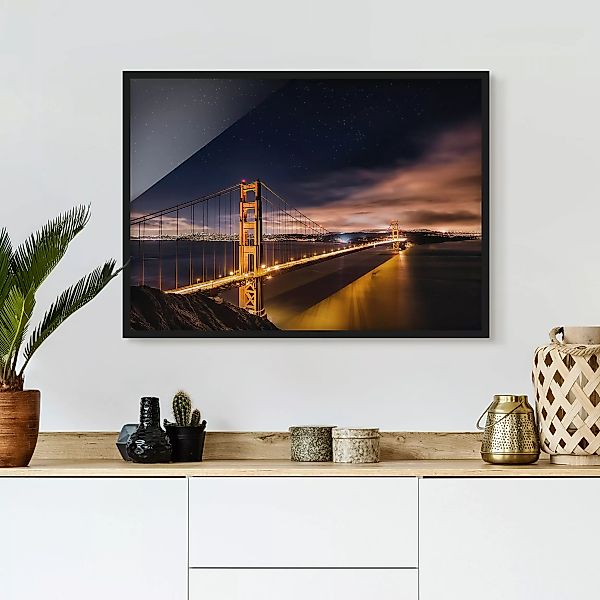 Bild mit Rahmen - Querformat Golden Gate to Stars günstig online kaufen