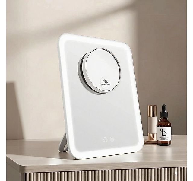 EMKE Kosmetikspiegel Schminkspiegel mit Beleuchtung, 3 Lichtfarben und 3X V günstig online kaufen