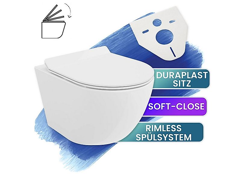 KOLMAN Tiefspül-WC WC-Toilette: Schüssel Weiß mit Klosettsitz Slim Soft-Clo günstig online kaufen