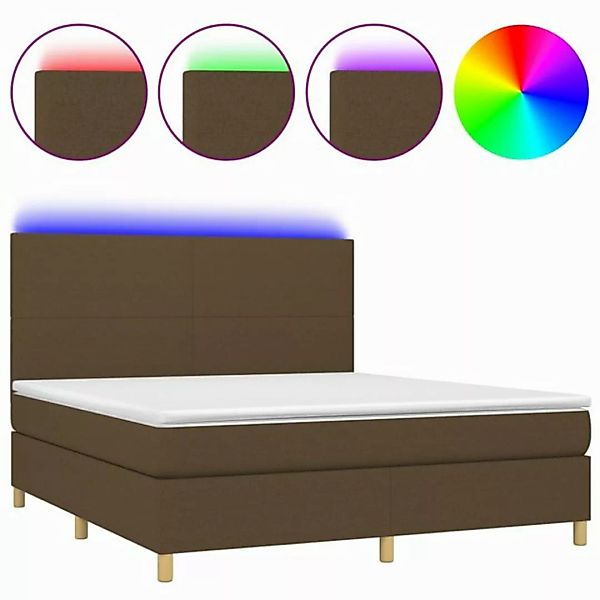 vidaXL Boxspringbett Boxspringbett mit Matratze LED Dunkelbraun 180x200 cm günstig online kaufen