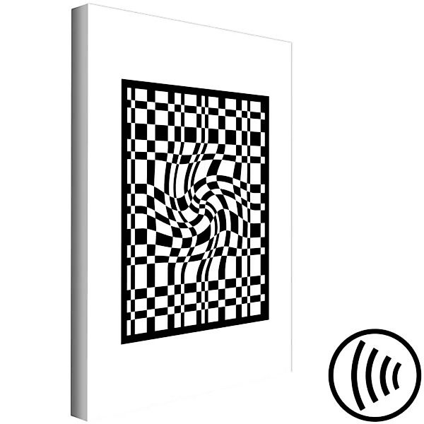Bild auf Leinwand Schachbrett-Krümmung - monochrome, abstrakte Einfachheit günstig online kaufen