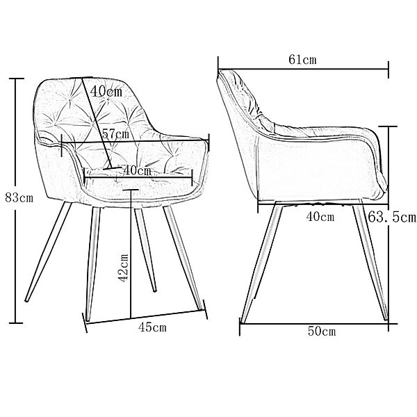 JYMTOM Esszimmerstuhl mit dickem Samtstoff gepolsterter Sitz, Armlehnen und günstig online kaufen