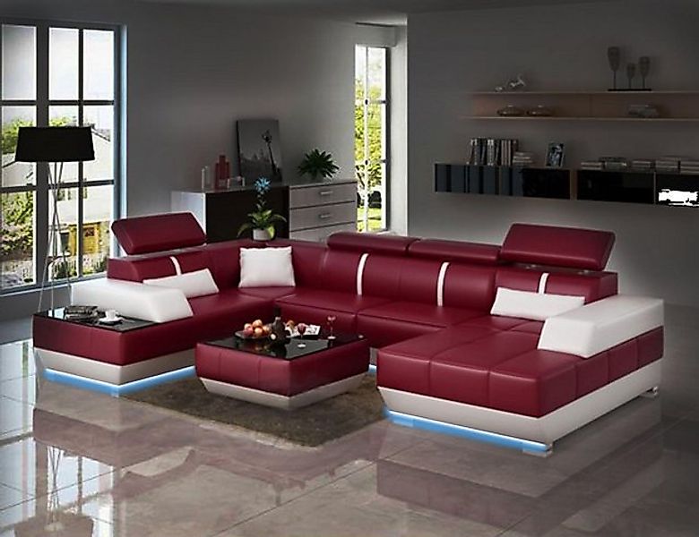 JVmoebel Ecksofa Designer Sofa + USB,Polster Garnitur Ledersofa Sofas Neu, günstig online kaufen