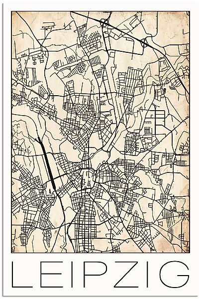 Artland Wandbild »Retro Karte Leipzig Deutschland Grunge«, Deutschland, (1 günstig online kaufen