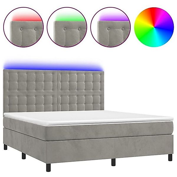 vidaXL Boxspringbett Boxspringbett mit Matratze LED Hellgrau 160x200 cm Sam günstig online kaufen