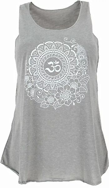 Guru-Shop T-Shirt Tanktop mit Ethnodruck, Om Mandala Yogatop - grau Festiva günstig online kaufen
