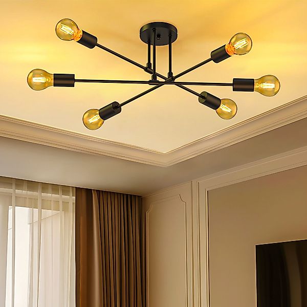 Lujasi LED Deckenleuchte Vintage Deckenlampe Schwarz, günstig online kaufen