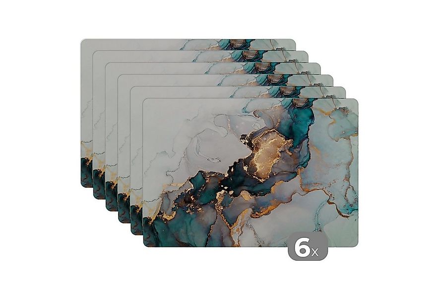 MuchoWow Platzset Marmordruck - Gold - Blau, (6-St), Platzsets, Tischset, A günstig online kaufen