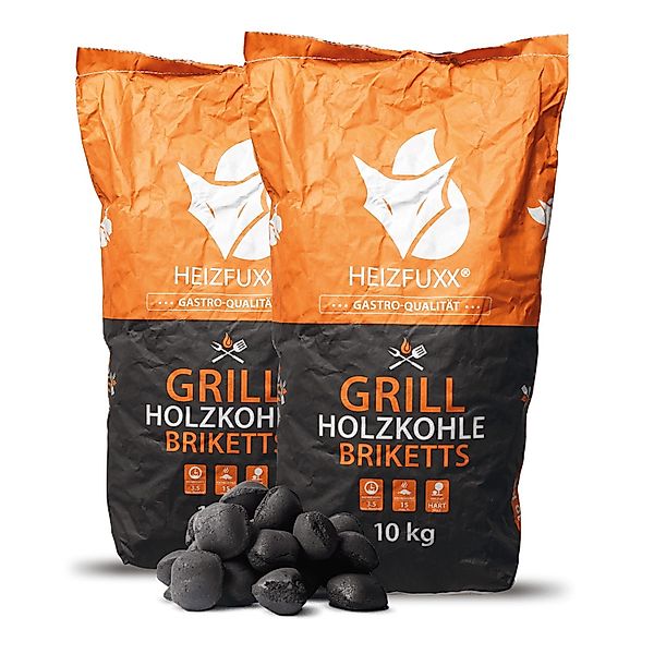 Heizfuxx Grillholzkohlebriketts 10kg x 2 Sack 20kg günstig online kaufen