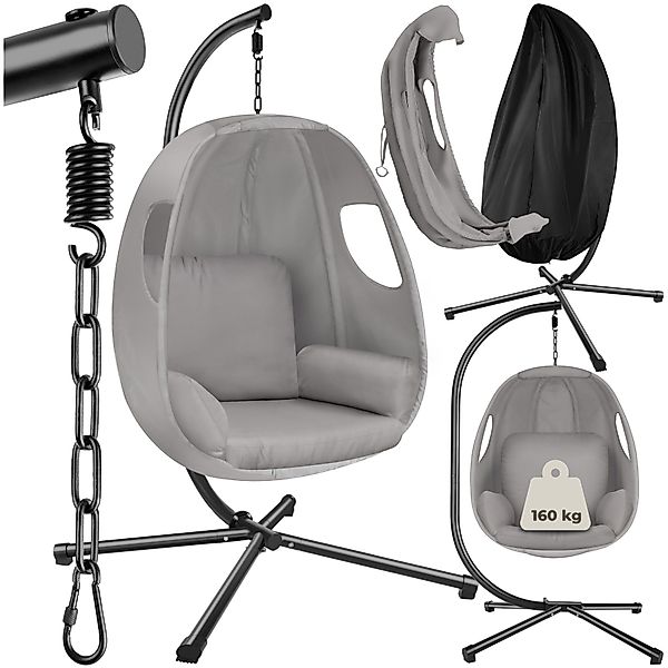 tectake Hängesessel Schaukelstuhl Anika mit Gestell und Kissen 160kg, mit e günstig online kaufen