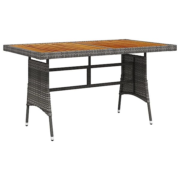 vidaXL Gartentisch Grau 130x70x72 cm Poly Rattan & Massivholz Akazie 318696 günstig online kaufen