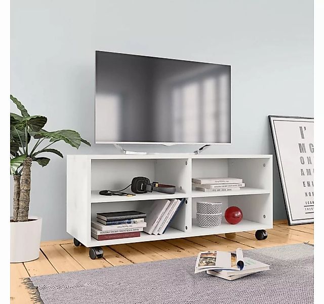 furnicato TV-Schrank mit Rollen Weiß 90x35x35 cm Holzwerkstoff günstig online kaufen