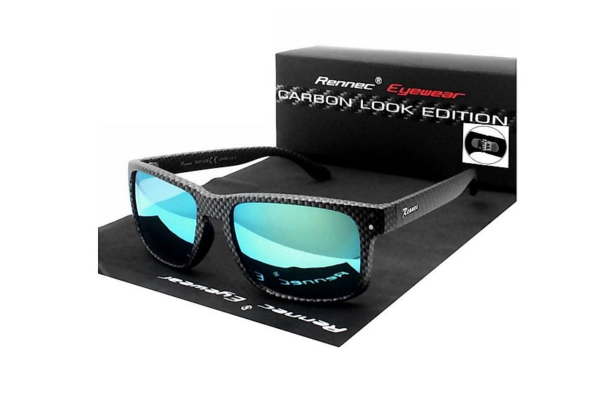 Rennec Sonnenbrille (Rechteckige Sonnenbrille Herren Carbon Look Gläser Tür günstig online kaufen