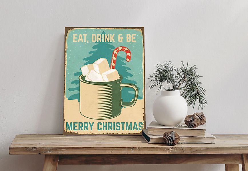 queence Alu-Dibond-Druck "Drink", (1 St.), Marshmallow, Christmas, Schild günstig online kaufen