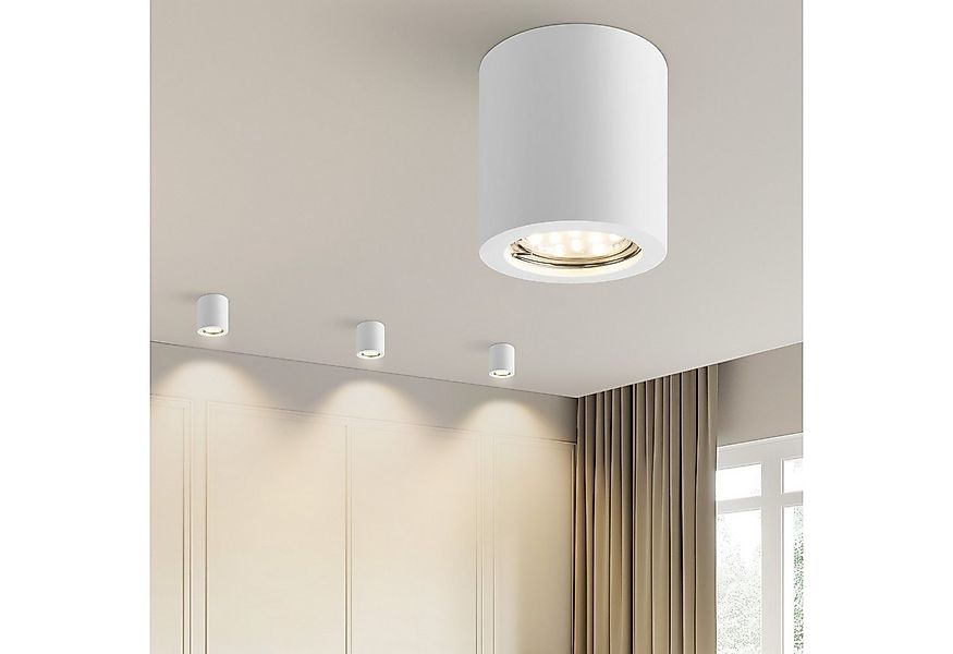 Nettlife Aufbauleuchte Aufbaustrahler Weiß Rund GU10 Deckenspots Gips Moder günstig online kaufen