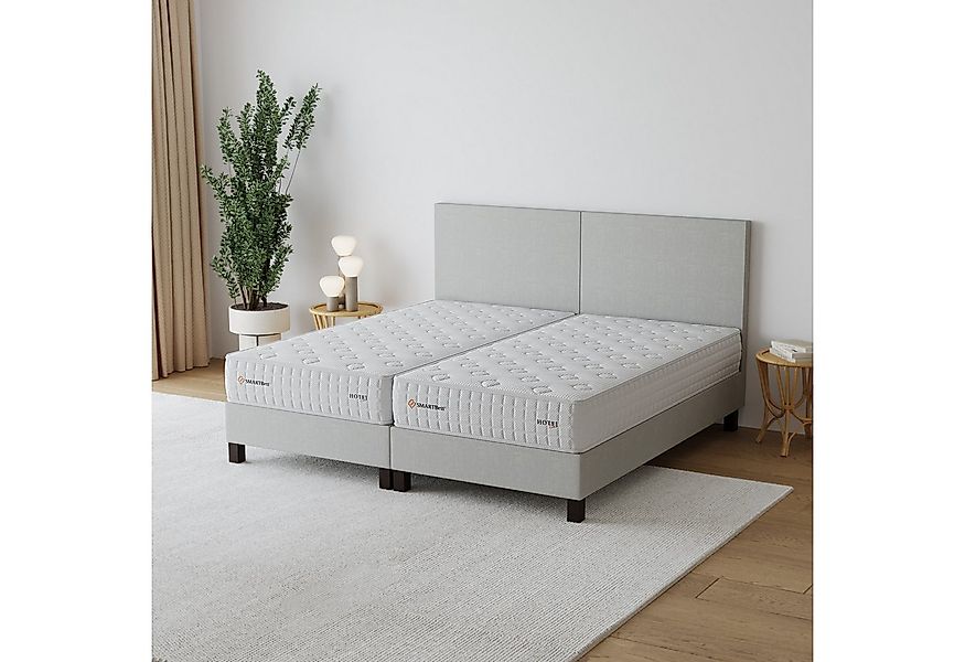 SMARTBett Polsterbett Polsterbett Doppelbett 2x100x200cm Hellbeige inkl. Ma günstig online kaufen