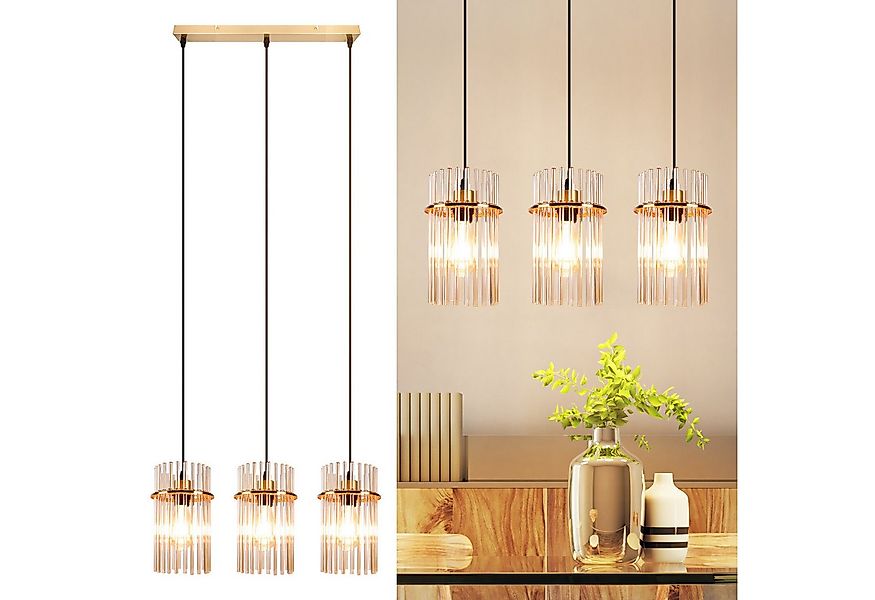 Nettlife LED Pendelleuchte Retro Gold/Schwarz - E27 Hängelampe mit 3 Flammi günstig online kaufen
