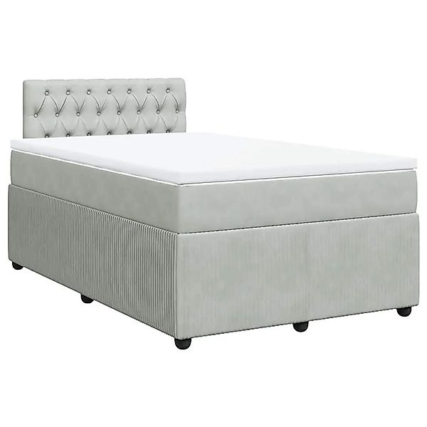 vidaXL Boxspringbett mit Matratze Hellgrau 120x200 cm Samt 3287716 günstig online kaufen