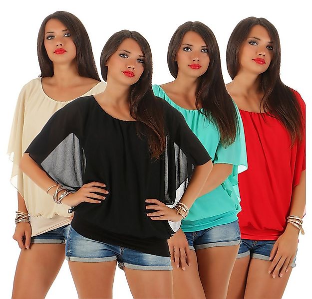 CLEO STYLE Chiffonbluse Damen Bluse 661 42-46 Rot günstig online kaufen