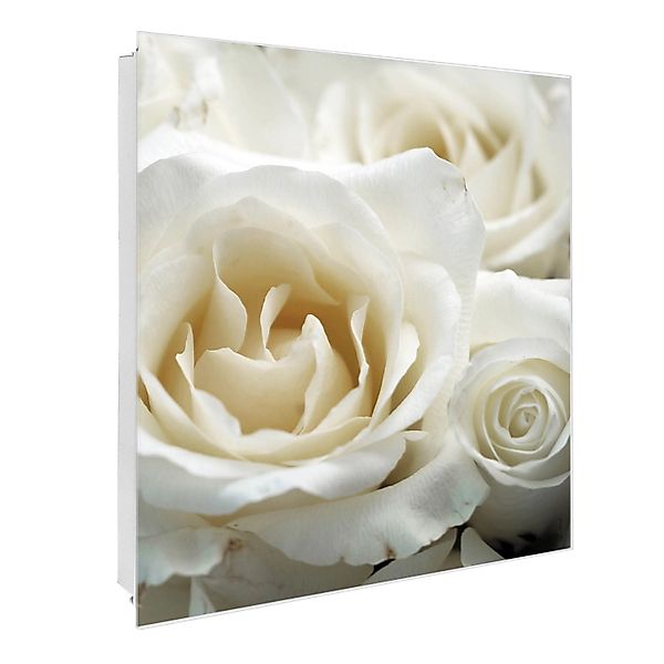 banjado Schlüsselkasten Glas White Roses (Stahl günstig online kaufen