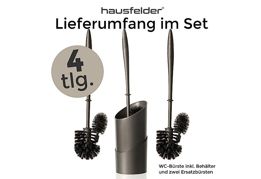 Hausfelder WC-Garnitur Klobürste mit Randreiniger WC (Schwarz, 2 Ersatzbürs günstig online kaufen