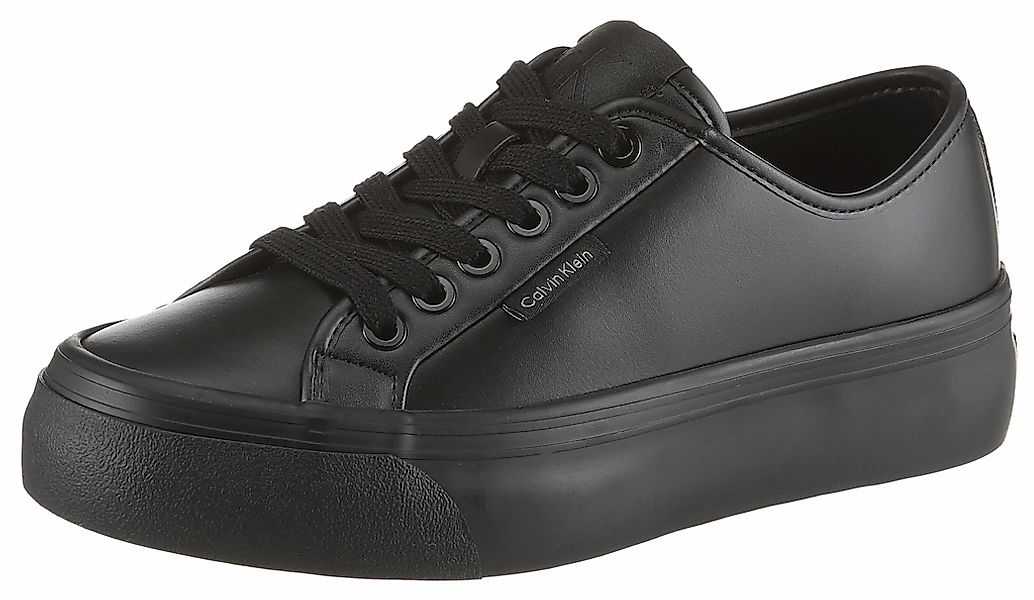 Calvin Klein Jeans Plateausneaker "VULC FLATF LACE UP LTH CK" Schnürschuh, günstig online kaufen
