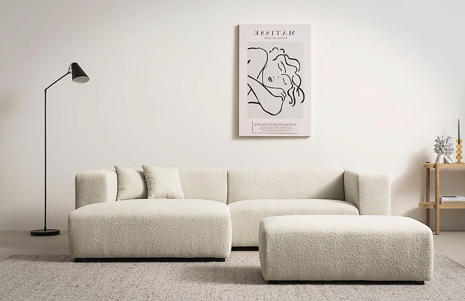 Home affaire Polsterecke "BAKELS, Ecksofa-Set mit Hocker, L-Form mit Schlaf günstig online kaufen