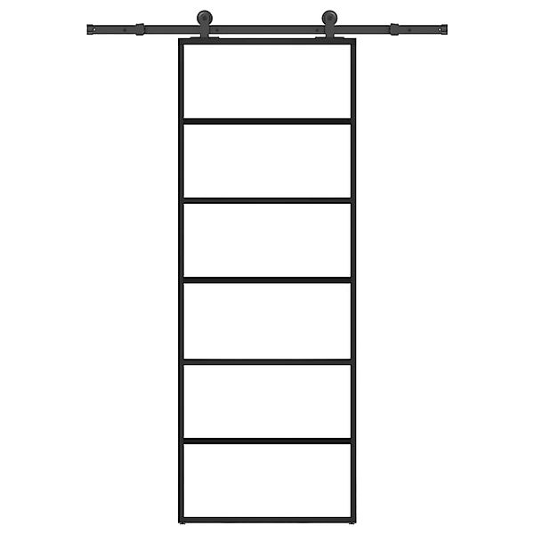 vidaXL Schiebetür mit Beschlag 76x205 cm ESG-Glas & Aluminium 3332827 günstig online kaufen