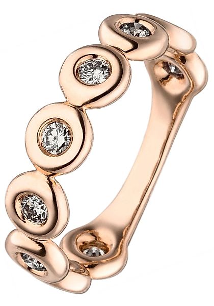 JOBO Fingerring, 585 Roségold mit 9 braunen Diamanten günstig online kaufen