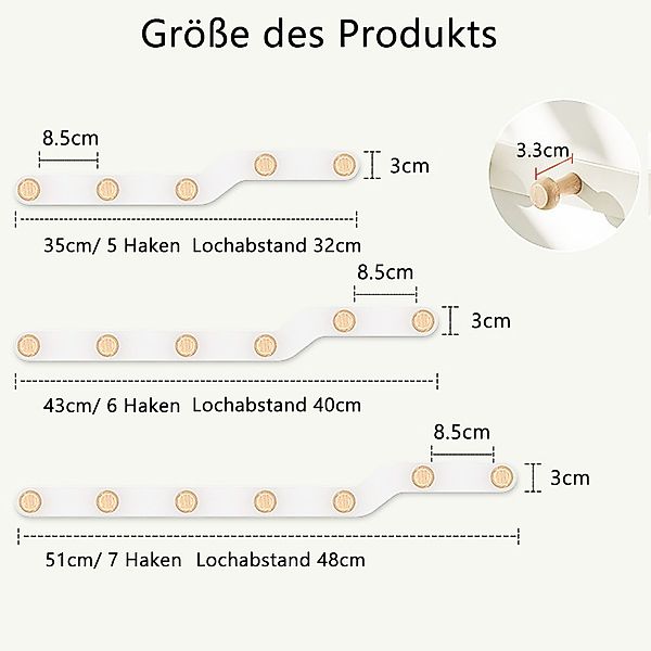 NUODWELL Garderobenleiste Weiß Garderobenhaken wand, Garderobenleiste günstig online kaufen