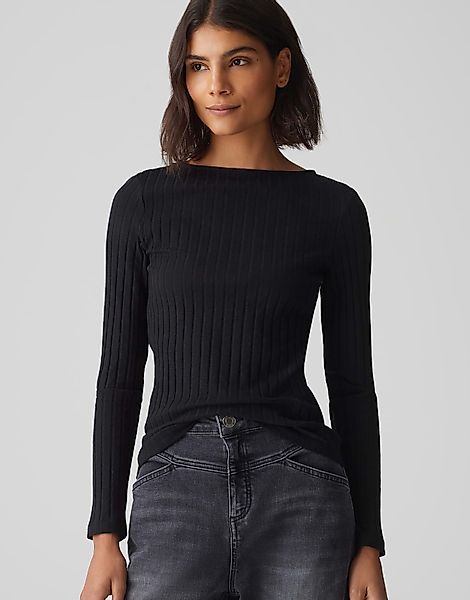 OPUS Langarmshirt Rippshirt SOVKE Slim aus günstig online kaufen
